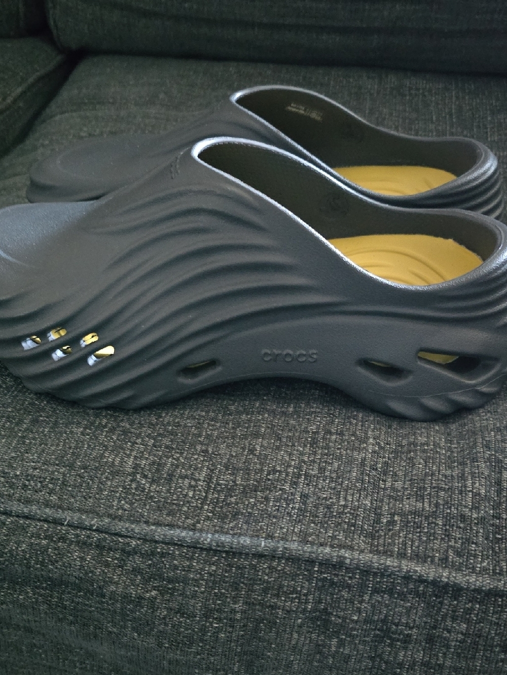 CROCS Black Slip-On Clog with Yellow Insole Accent